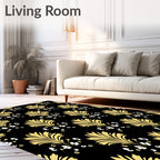 Gold Floral Classic Scroll Pattern Rug