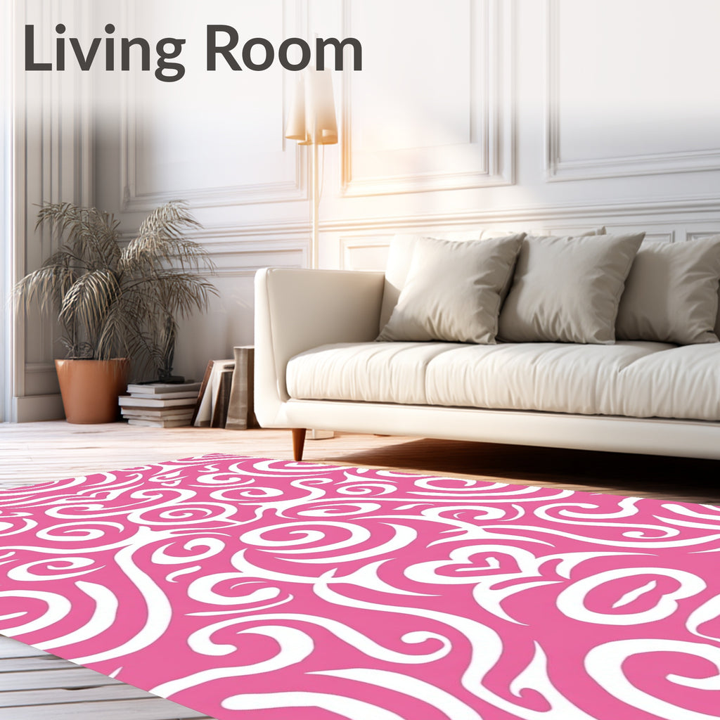 Hot Pink Swirl Pattern Graphic Rug