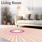 Crimson Pink Sunburst Concentric Circles Rug