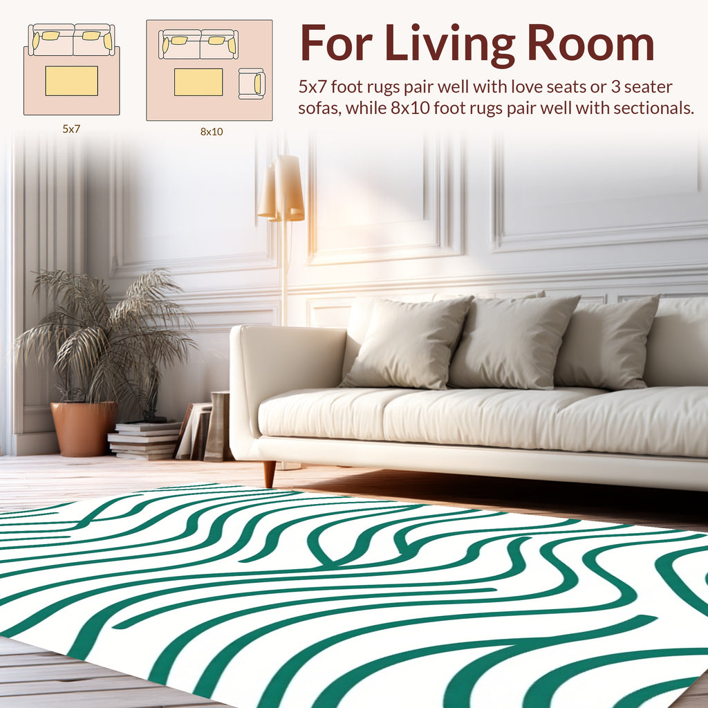 Modern Teal Wavy Lines Rug