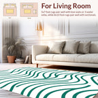 Modern Teal Wavy Lines Rug