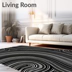 Black White Abstract Swirls Rug
