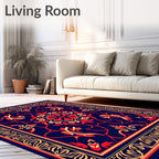 Red Floral Bordered Pattern Rug