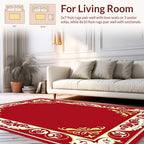 Traditional Red Gold Floral Border Design Rug