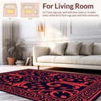 Red Floral Symmetrical Art Rug