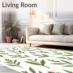 Green Leafy Branch Pattern Rug