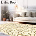 Golden Swirls Flourish Pattern Rug