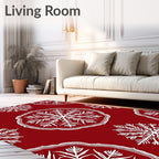 Crimson Snowflake Medallion Pattern Rug