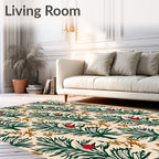 Green Pine Boughs With Red Berries Design Rug