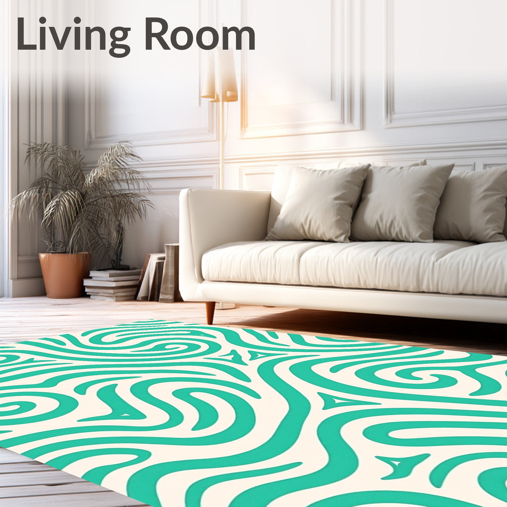 Turquoise Swirl Abstract Pattern Rug