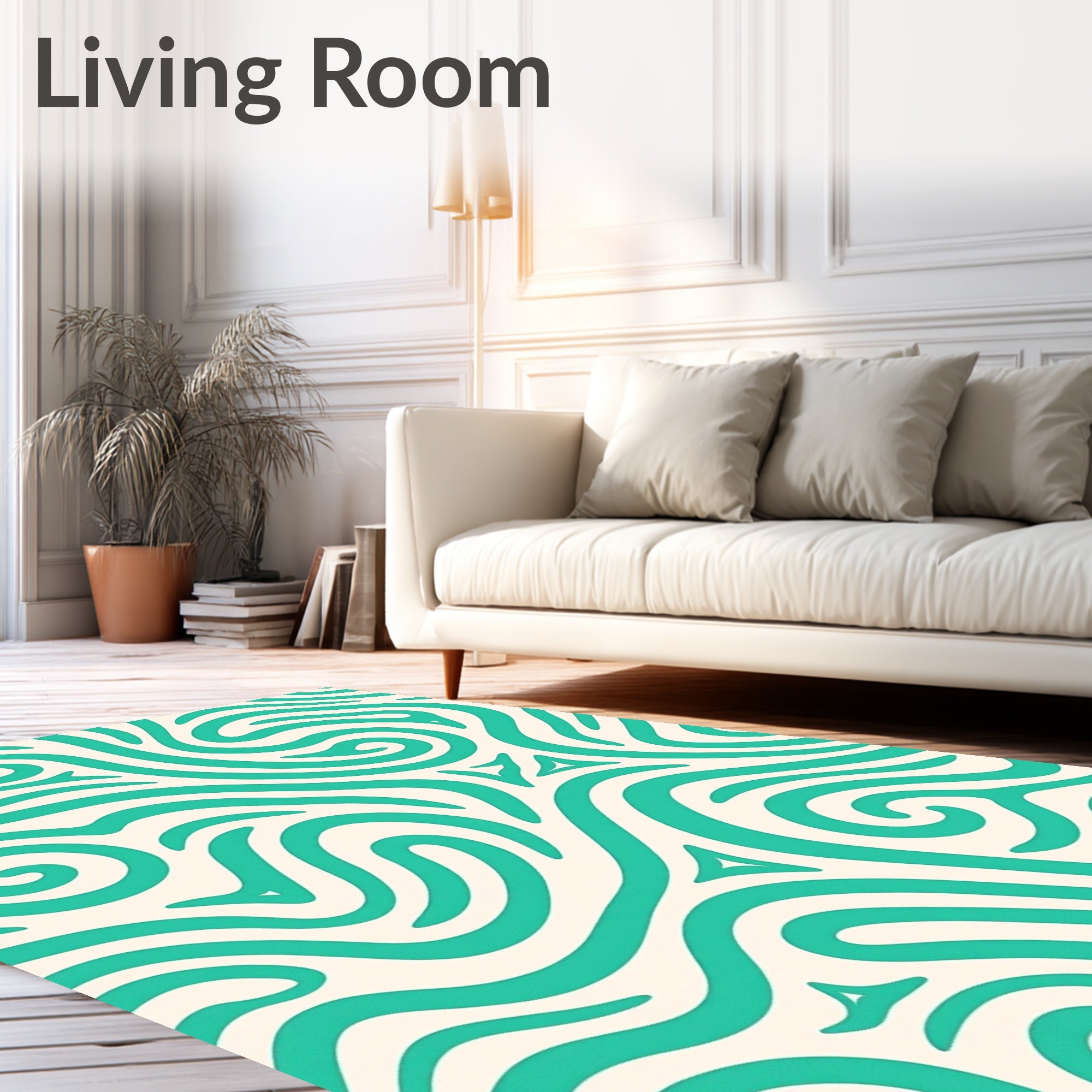 Turquoise Swirl Abstract Pattern Rug