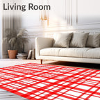 Classic Red Tartan Stripe Design Rug