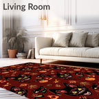 Scary Black Cat Pumpkin Pattern Rug