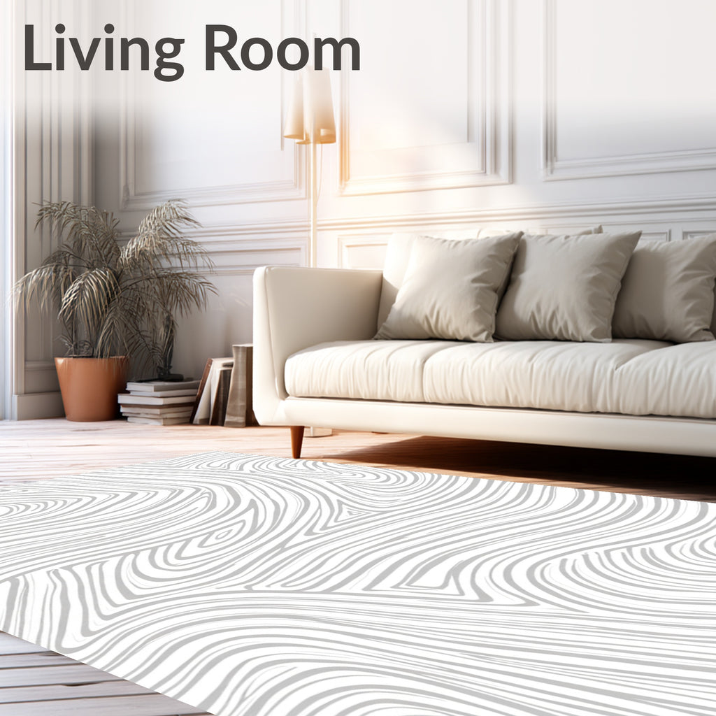 Abstract Swirl Light Gray Design Rug