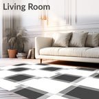 Modern Gray Scale Checkerboard Pattern Rug