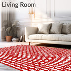 Bold Red White Vertical Pattern Rug