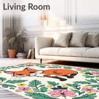 Charming Fox Floral Border Design Rug