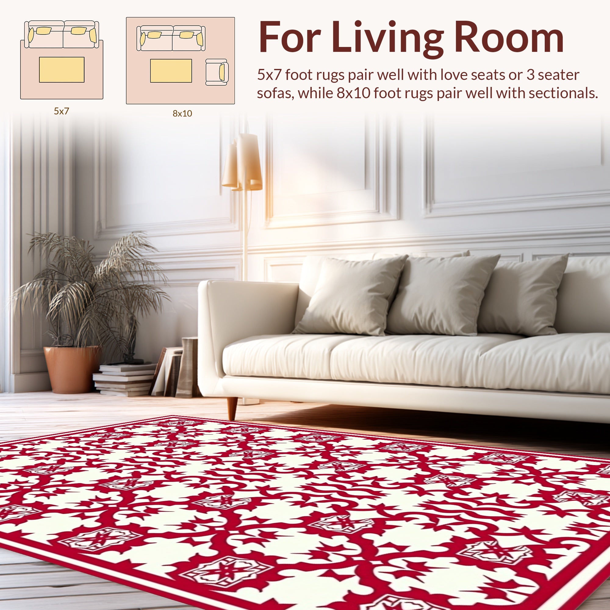Crimson Ivory Intricate Pattern Rug
