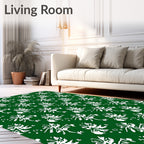 Abstract White Floral Patterned Rug