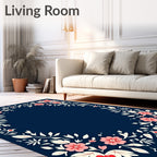 Floral Pattern Design with Red Accents Rug