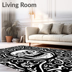 Dark Floral Skull Pattern Rug