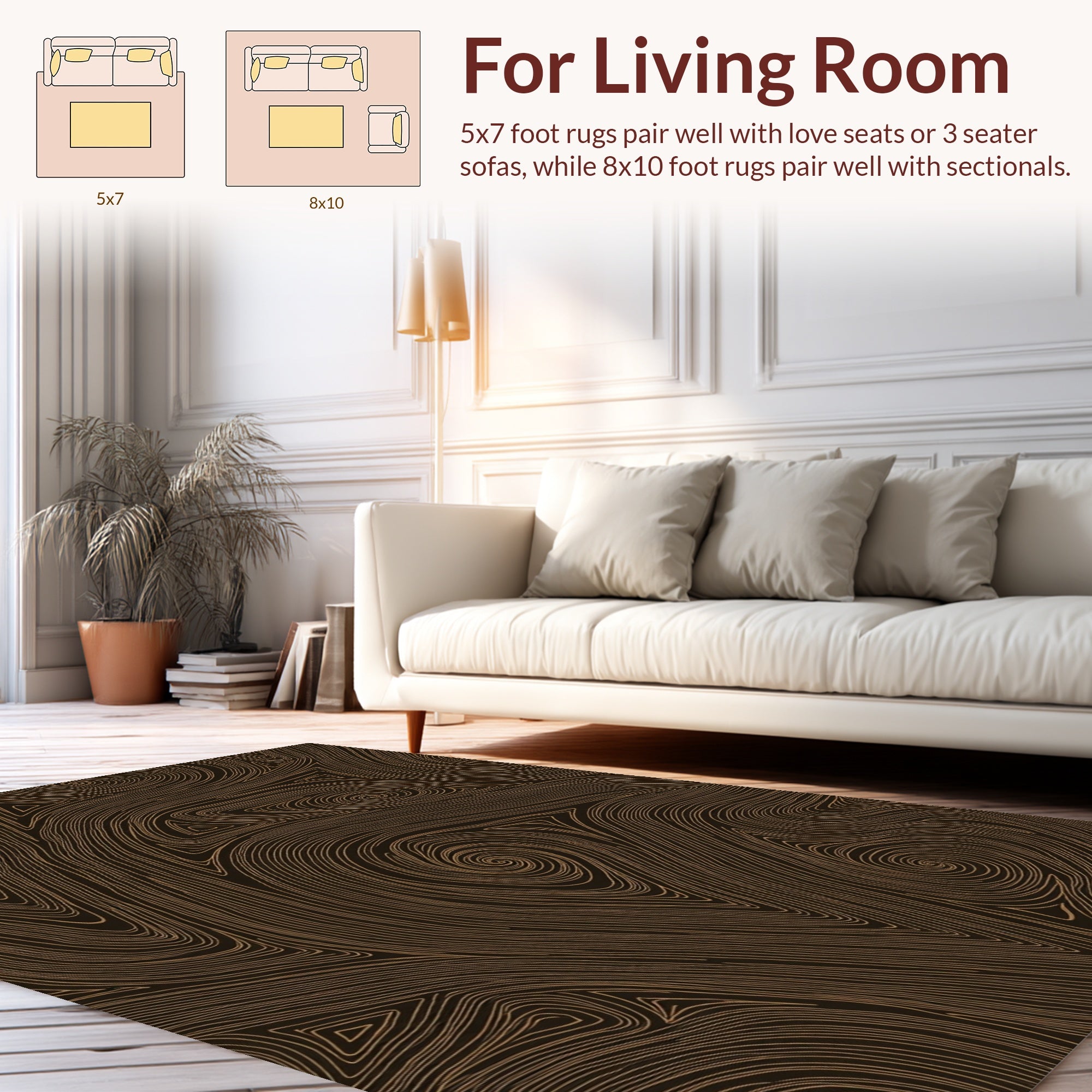 Organic Swirl Triangle Pattern Design Rug