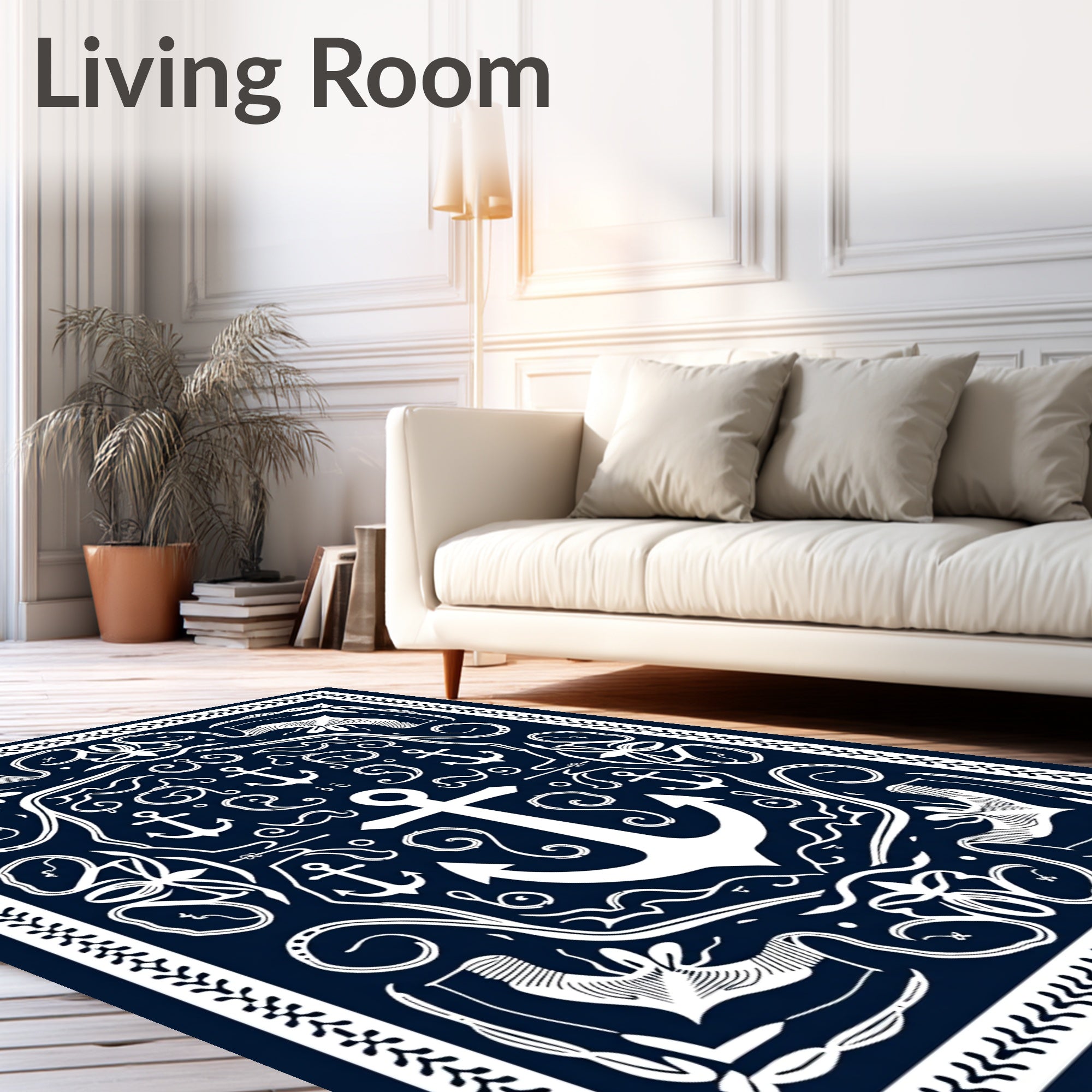 Nautical Anchor Scrollwork Design Rug