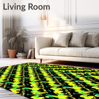 Abstract Yellow Green Dynamic Pattern Rug