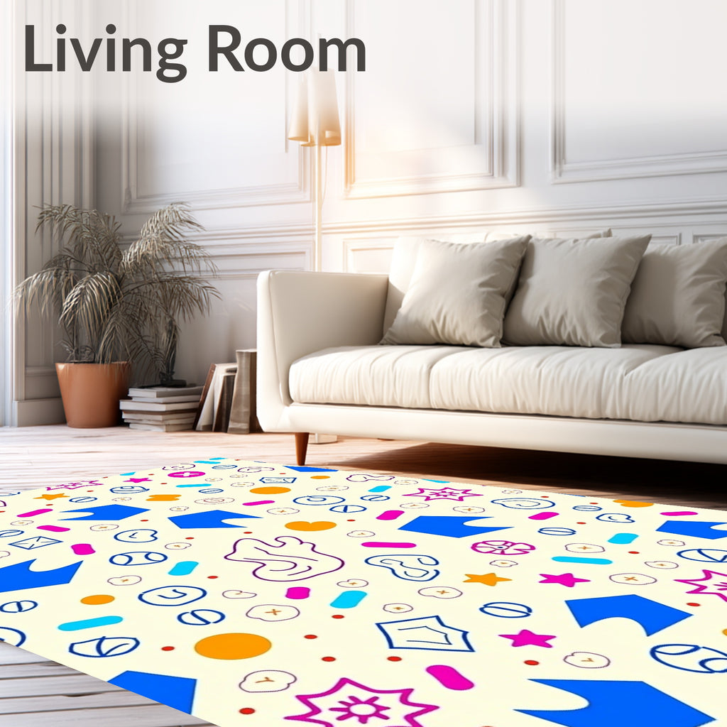 Playful Abstract Shapes Dots Rug