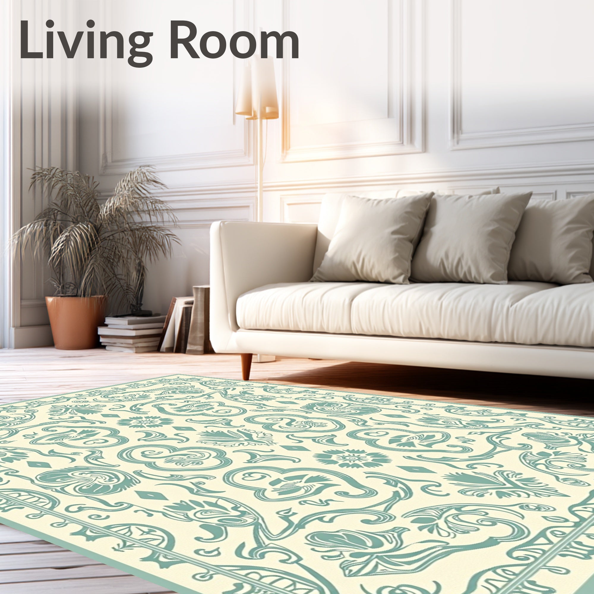 Art Nouveau Floral Teal Pattern Design Rug