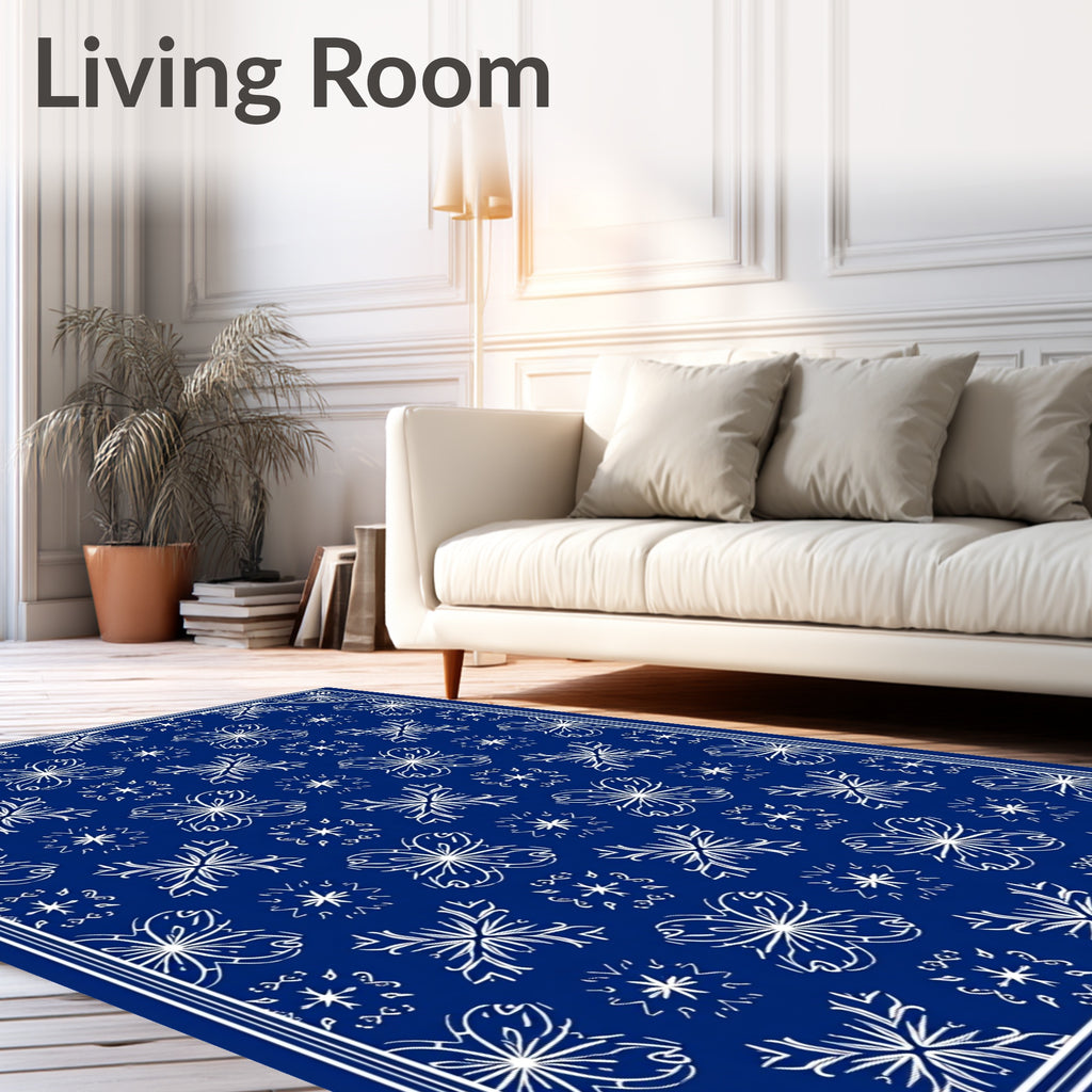 Lapis White Floral Labyrinth Rug