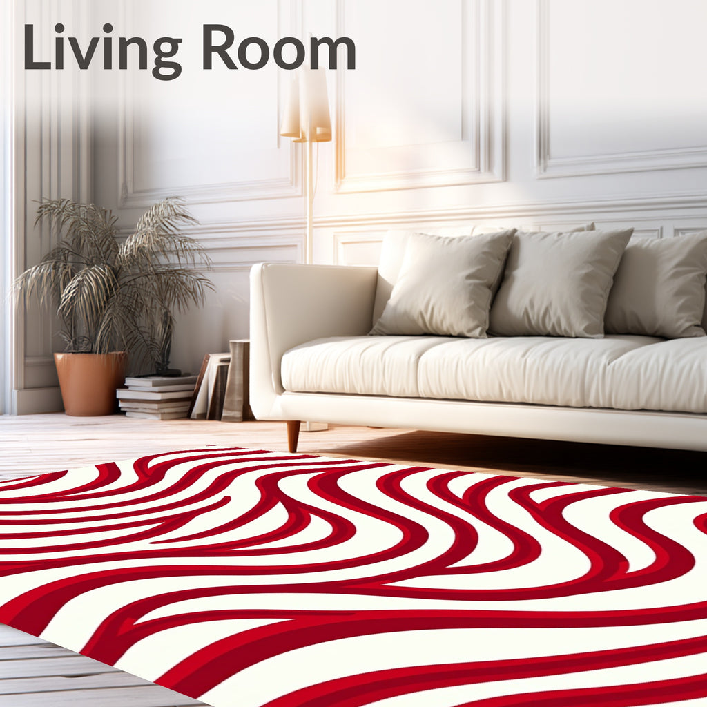 Red Wave Abstract Pattern Rug