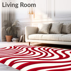 Red Wave Abstract Pattern Rug