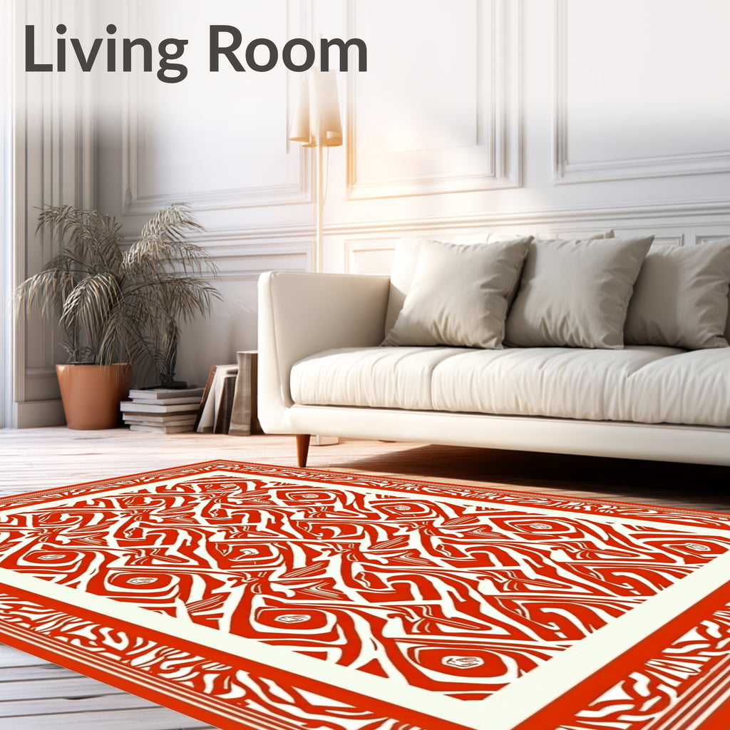 Bold Red Abstract Patterned Rug