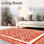 Bold Red Abstract Patterned Rug