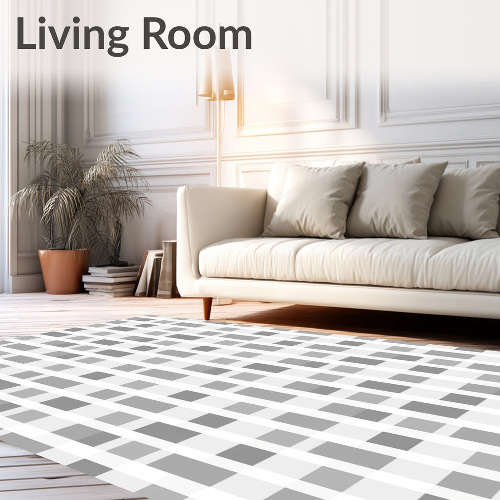 Monochrome Geometric Grid Pattern Rug