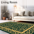 Ornate Swirls Patterned Gold Design Rug