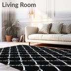 Diamond Lattice Black White Pattern Rug