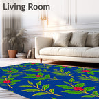 Festive Holly Berry Branch Scatter Rug