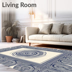 Abstract Swirl Geometric Border Design Rug