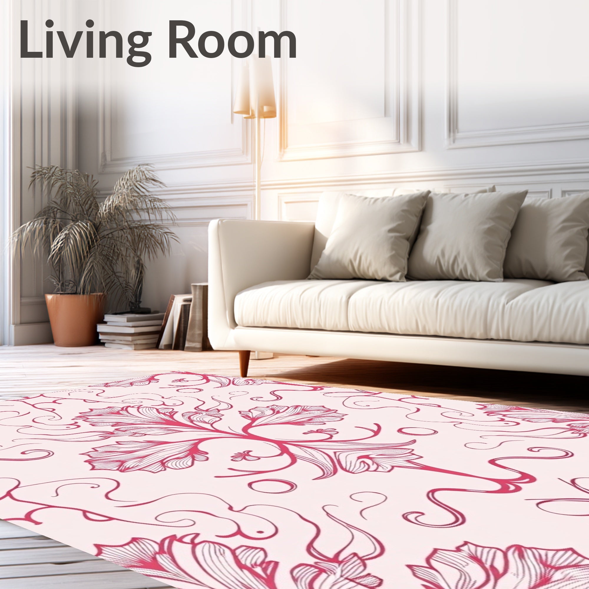 Pink Floral Art Nouveau Design Rug