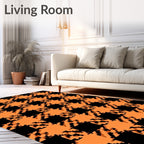 Orange Black Houndstooth Pattern Rug
