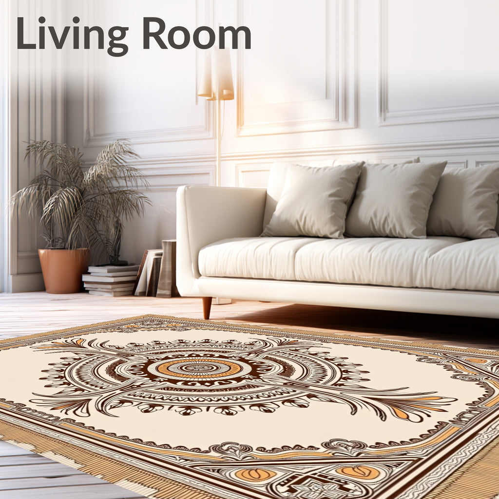 Rich Earthy Tones Intricate Floral Medallion Rug