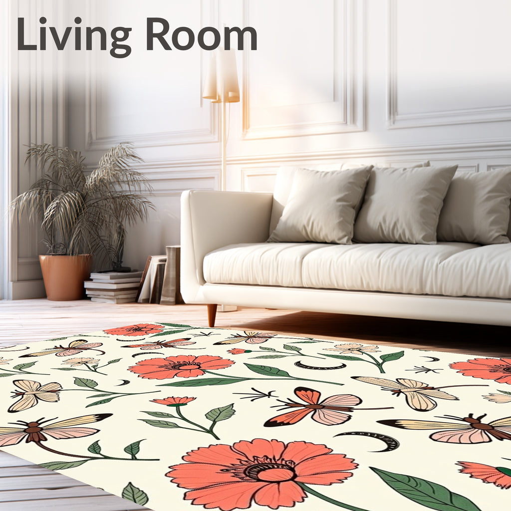 Floral Dragonfly Boho Pattern Rug