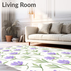 Delicate Purple Floral Botanical Pattern Rug