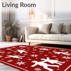 Festive Figures With Snowflakes Pattern Rug