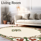 Ornate Floral Scrollwork Border Rug