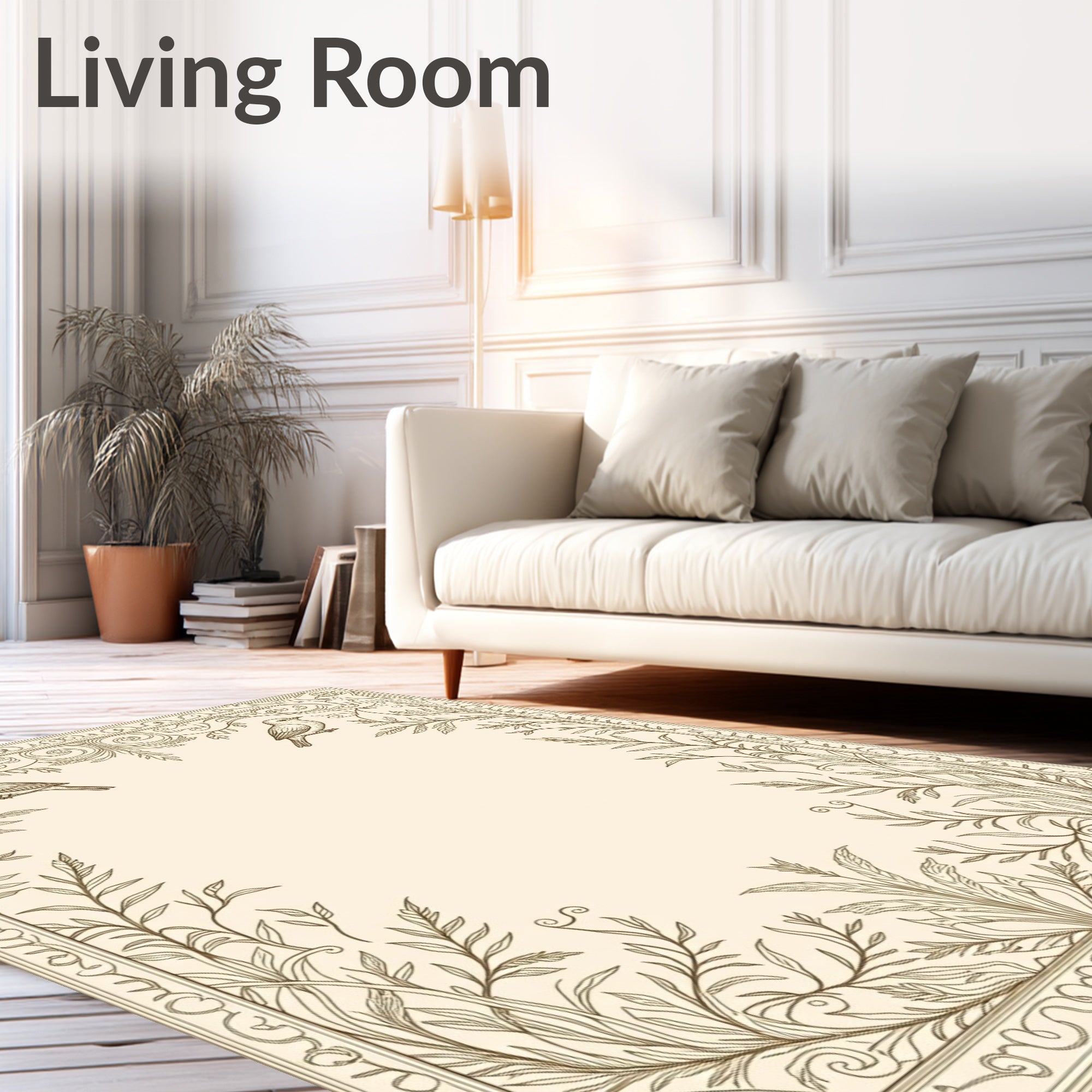 Foliage Birds Antique Style Rug