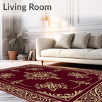 Ornate Golden Floral Lattice Design Rug