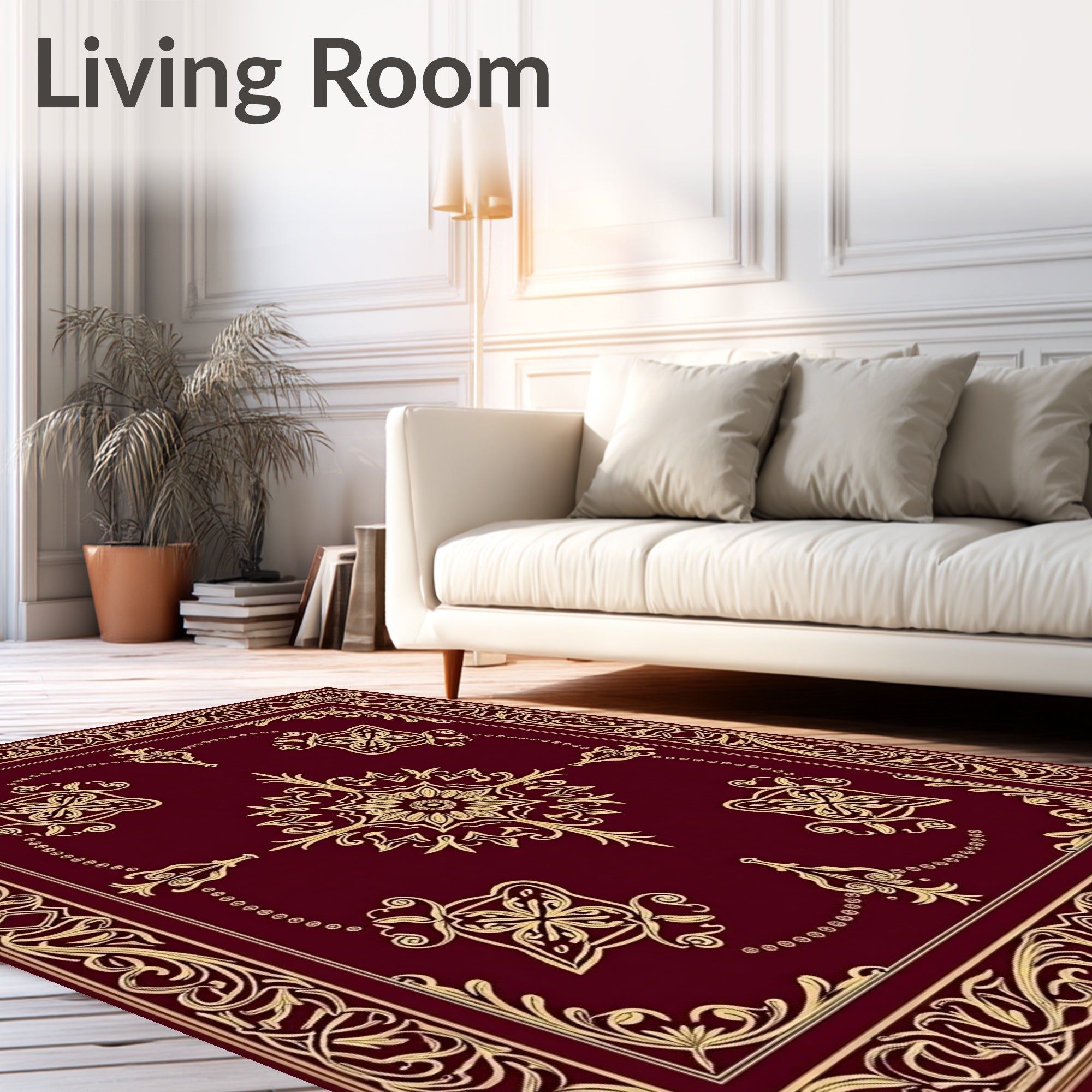 Ornate Golden Floral Lattice Design Rug
